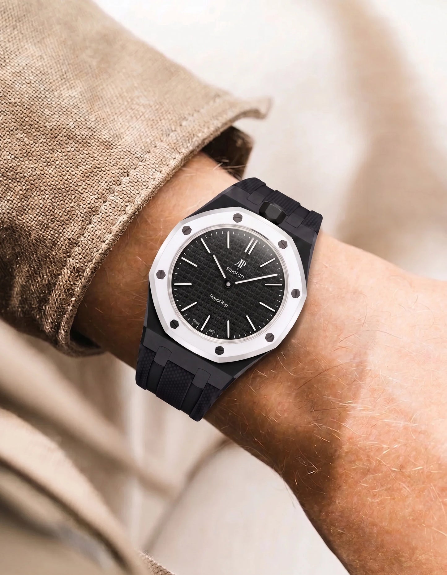 Rubber Strap for AP × Swatch Royal Pop Ocho Negro